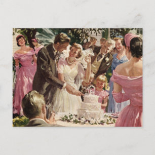 Postal De Anuncios Corte de pasteles de recién casados vintage, cambi