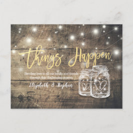 Postal De Anuncios Cosas que pasan Boda posposición Mason Jars Wood