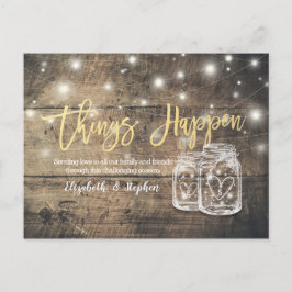 Postal De Anuncios Cosas que pasan Boda posposición Mason Jars Wood