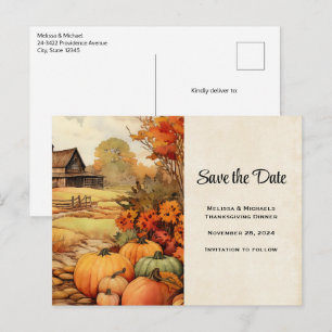 Postal De Anuncios Cosecha de calabazas en granja en otoño Día de Acc