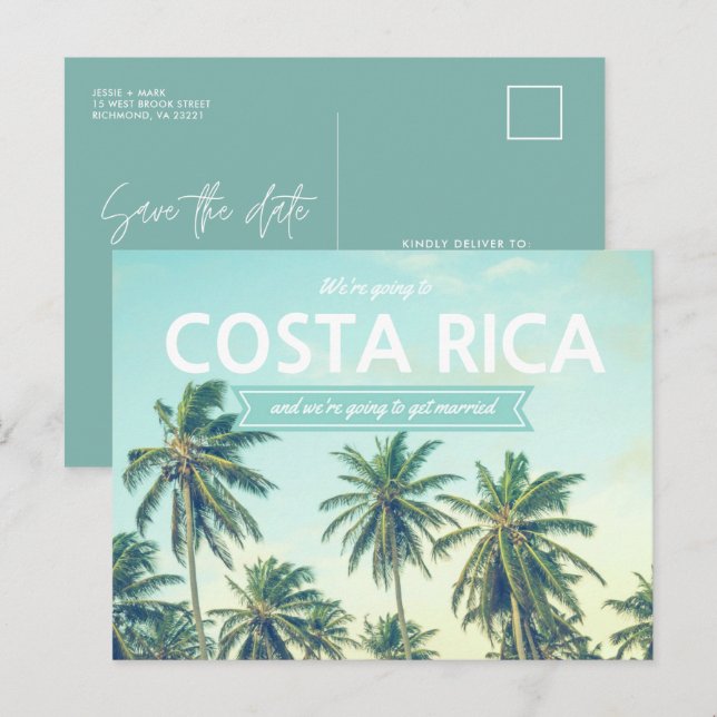 Postal De Anuncios Costa Rica Boda en la Playa Guardar las Fechas (Anverso / Reverso)