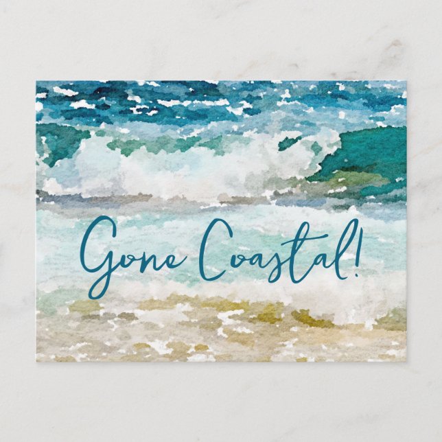 Postal De Anuncios Costera Ida Nueva Ola Hogar En Acuarela De Playa (Anverso)