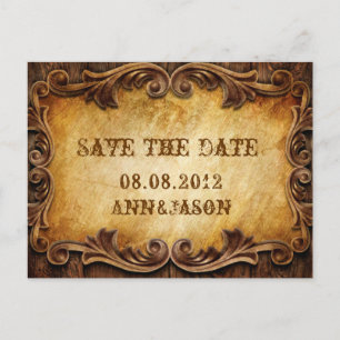 Postal De Anuncios Country Cowboy Western Wedding salva la fecha