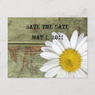 Postal De Anuncios Country Daisy y Barn Wood Save the Date