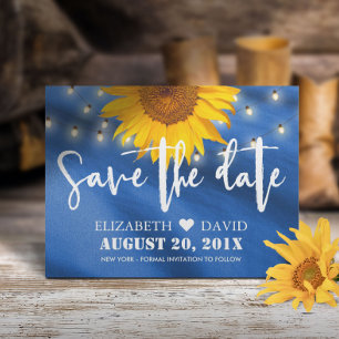 Postal De Anuncios Country Sunflower & String Lights Save the Date