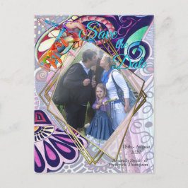 Postal De Anuncios Creación de Doodle de Fiesta de Artista Azul Alegr