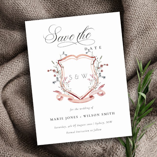 Postal De Anuncios Crestón de Monograma de Flor Silvestre Rosa Chic - (Subido por el creador)