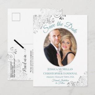 Postal De Anuncios Cromo de Encaje Plateado Bodas Blancas Foto de Anu