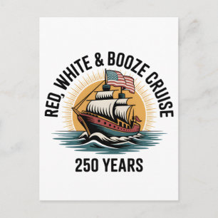 Postal De Anuncios Cruzada de Rojo Blanco y Licor 250 años 4 de Julio