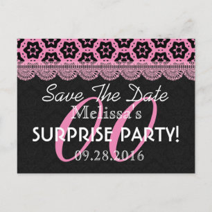 Postal De Anuncios Cualquier año de sorpresa Fiesta Lápiz rosa negro