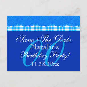 Postal De Anuncios CUALQUIER AÑO Guardar la fecha Cumpleaños Blue Lac