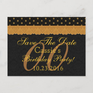 Postal De Anuncios Cualquier año salve la fecha cumpleaños oro negro