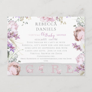 Postal De Anuncios Cubos de rosas rosa Oh Baby Shower por correo