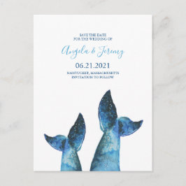 Postal De Anuncios Cuento de ballena azul acuarela guardar la fecha