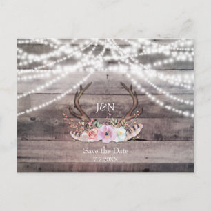 Postal De Anuncios Cuerno de ciervo floral y luces de cadena para gua