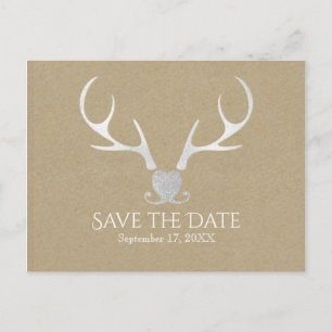 Postal De Anuncios Cuerno de plata blanco y ceja de papel Save The Da