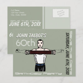 Postal De Anuncios Cuerpo Retro Bodybuilding Cumpleaños 60 Guardar la