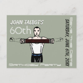 Postal De Anuncios Cuerpo Retro Bodybuilding Cumpleaños 60 Guardar la