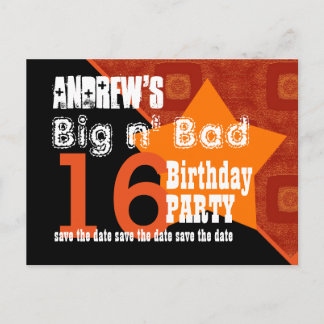 Postal De Anuncios Cumpleaños 16 Save the Date Orange Diagonal A02