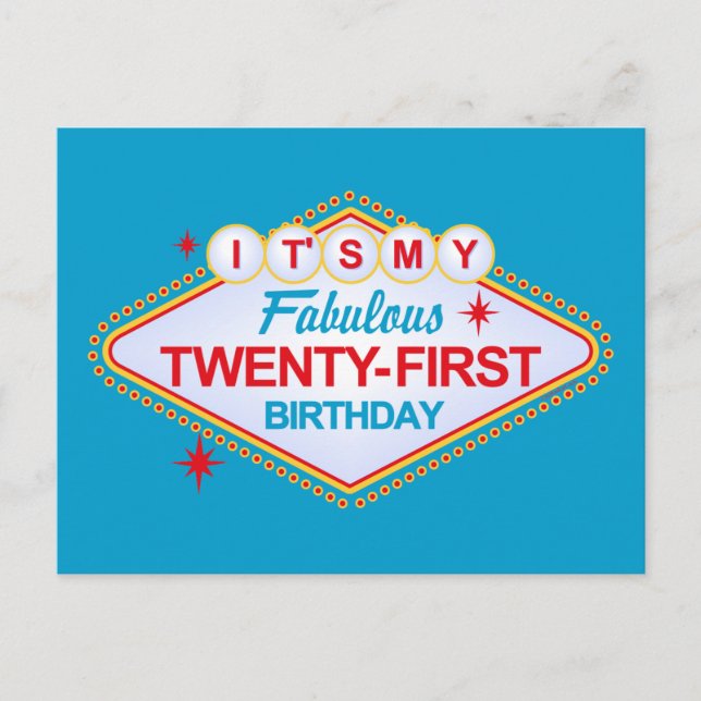 Postal De Anuncios Cumpleaños 21 de Las Vegas (Anverso)