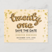 Cumpleaños 21 Save The Date Globos Dorados Brillan