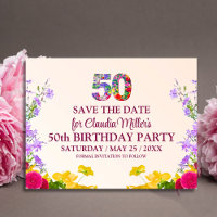 Cumpleaños 50 floral moderno fiesta 50 años