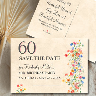 Postal De Anuncios Cumpleaños 60: Fiesta Floral Elegante - Salven la