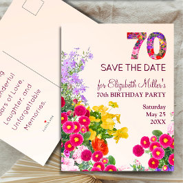 Postal De Anuncios Cumpleaños 70 floral moderno fiesta 70 años