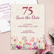 Cumpleaños 75 Elegante Floral Rosa No te Pierdas