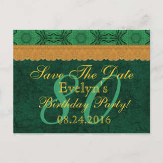 Postal De Anuncios Cumpleaños 80 Aniversario Salva la Fecha Verde y E