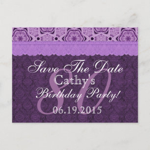 Postal De Anuncios Cumpleaños 80 Cumpleaños Guarda la Fecha Lace Anti