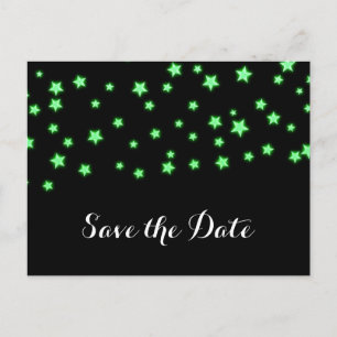 Postal De Anuncios Cumpleaños de las Estrellas Verdes Brillantes Guar