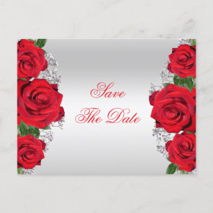 Postal De Anuncios Cumpleaños de rosas rojas románticas hermosas
