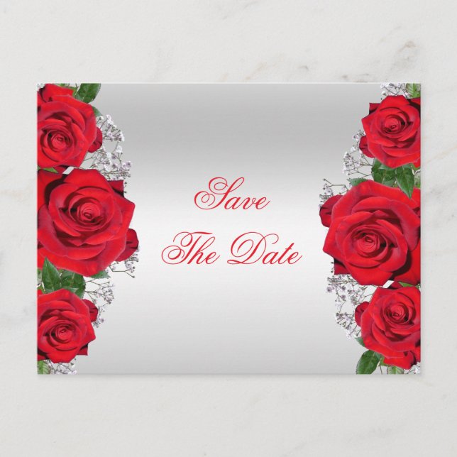 Postal De Anuncios Cumpleaños de rosas rojas románticas hermosas (Anverso)