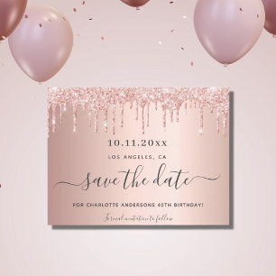 Postal De Anuncios Cumpleaños fiesta rosa dorado brillo guardar la fe