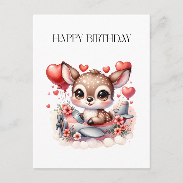 Postal De Anuncios Cumpleaños piloto ciervo (Anverso)