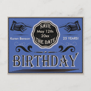 Postal De Anuncios Cumpleaños Vintage Guardar la Fecha