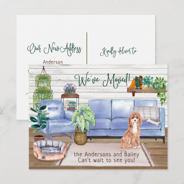 Postal De Anuncios Cura Cavapoo Cosmo Nuevo Hogar En Movimiento (Anverso / Reverso)