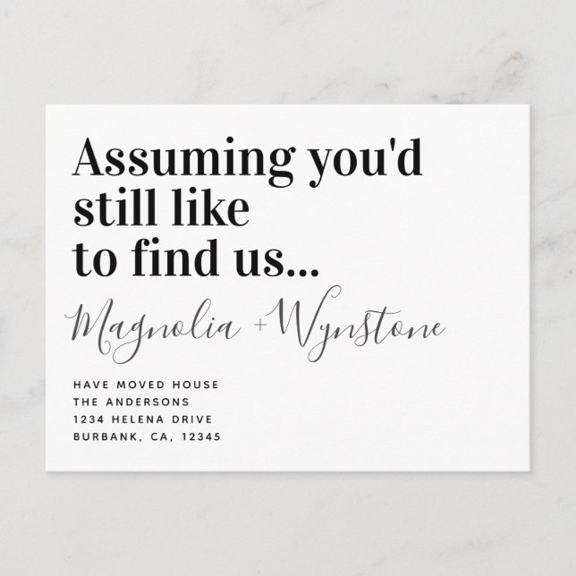 Postal De Anuncios Curiosa tipografía moderna casa de mudanzas (Anverso)