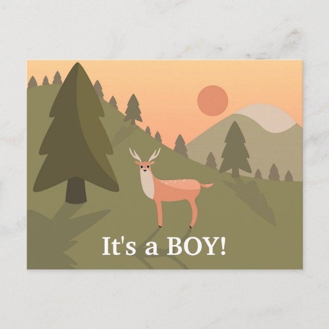 Postal De Anuncios Curioso "Cómo de viejo" Whitetail Buck Baby Baby (Anverso)