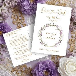 Postal De Anuncios Custom Lilac Elegant Garland Wreath Wedding
