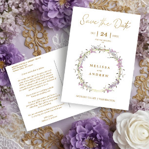 Postal De Anuncios Custom Lilac Elegant Garland Wreath Wedding