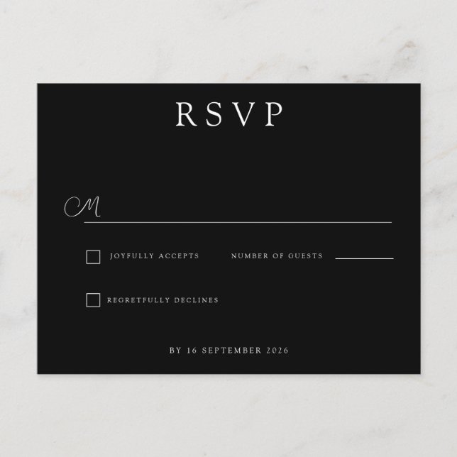 Postal De Anuncios Custom Minimalist Wedding RSVP (Anverso)