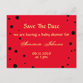Postal De Anuncios Cute Black Red Ladybug Guardar La Fecha Baby Showe