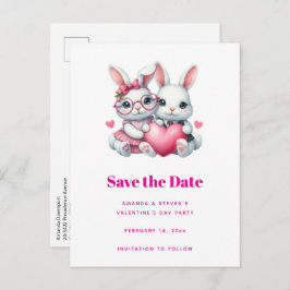 Postal De Anuncios Cute Bunnies Sharing a Heart Valentine's