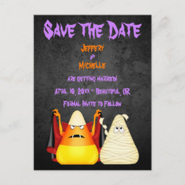 Postal De Anuncios Cute Candy Corn Halloween Wedding Save the Date