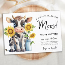 Cute Cow Hemos mudado de nuevo país de direcciones