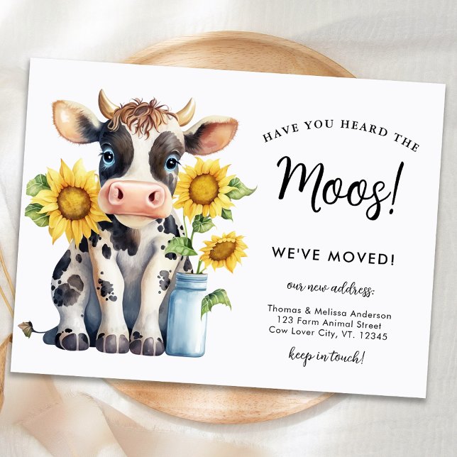 Postal De Anuncios Cute Cow Nueva Dirección Nos hemos Mudado de País  (Subido por el creador)