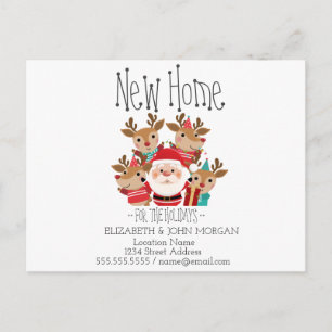 Postal De Anuncios Cute Deers,Santa Claus Holidays New Address