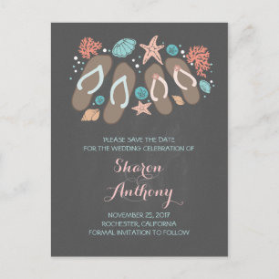 Postal De Anuncios Cute flip flops playa boda excepto la fecha